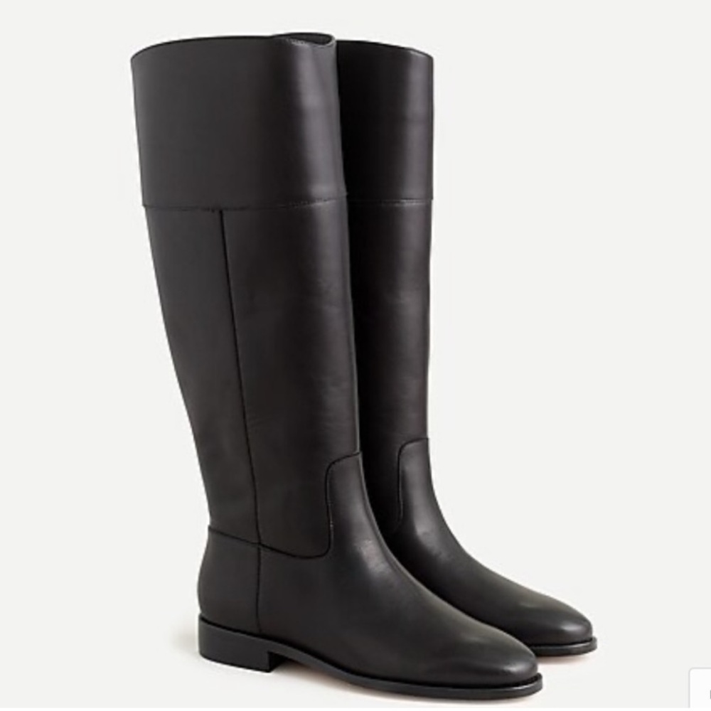 J Crew Tall Troy Leather Riding Black Leather Knee-High Boots Size 5.5